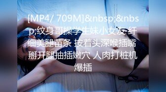 [MP4/ 709M]&nbsp;&nbsp;纹身哥操学生妹小女友 纤细美腿苗条 按着头深喉插嘴 掰开腿抽插嫩穴 人肉打桩机爆插