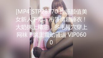 [MP4]STP28770 性感颜值美女新人下海！吊带情趣睡衣！大奶抹上精油，多毛骚穴穿上网袜，跳蛋震动骚逼 VIP0600