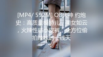 [MP4/ 592M] OB大神 约炮史：高质量模特儿，美女如云，火辣性感小皮裤，全方位偷拍辣妹的一线天